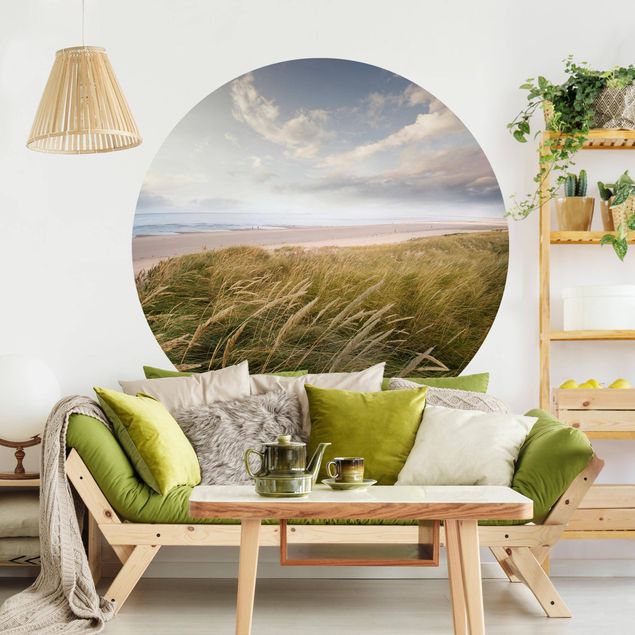 Self-adhesive round wallpaper beach - Divine Dunes