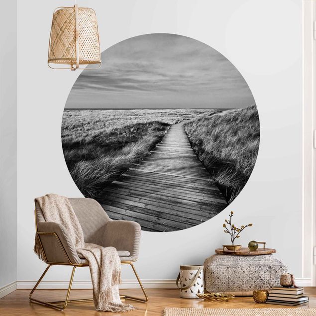 Self-adhesive round wallpaper beach - Dune Path On Sylt II