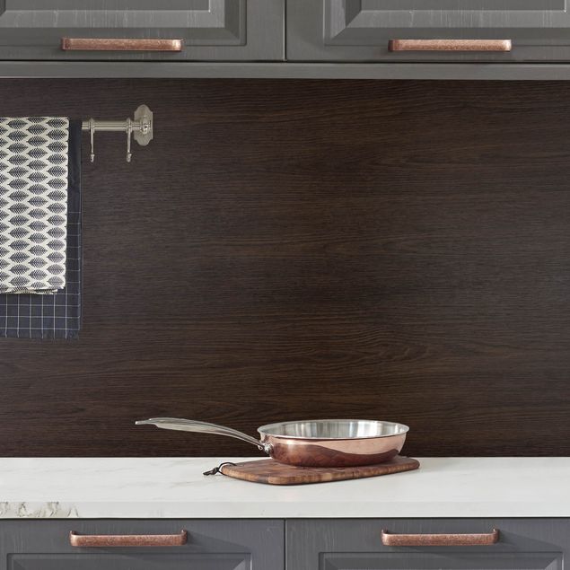 Kitchen wall cladding 3D texture - Dark Brown Oak Wood