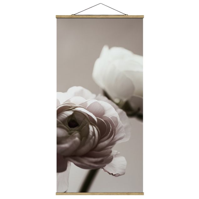 Fabric print with poster hangers - Focus On Dark Flower - Portrait format 1:2