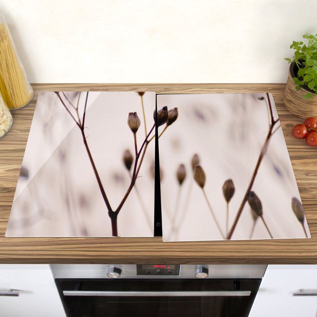 Stove top covers - Dark Buds On Wild Flower Twig