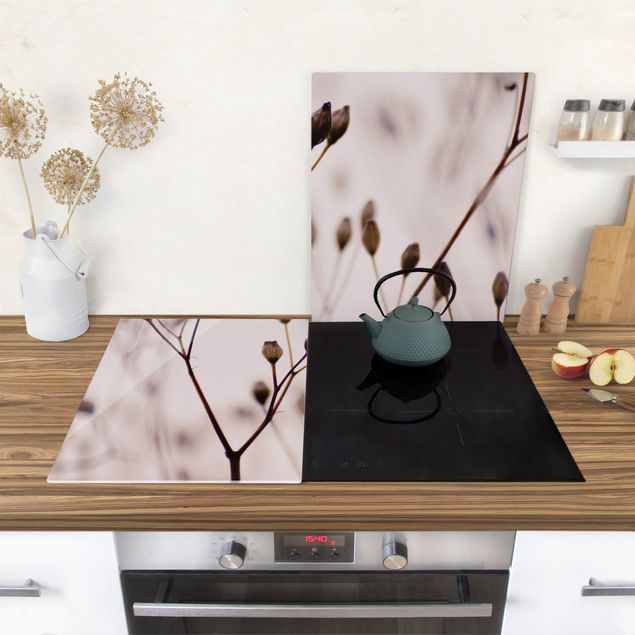 Stove top covers - Dark Buds On Wild Flower Twig