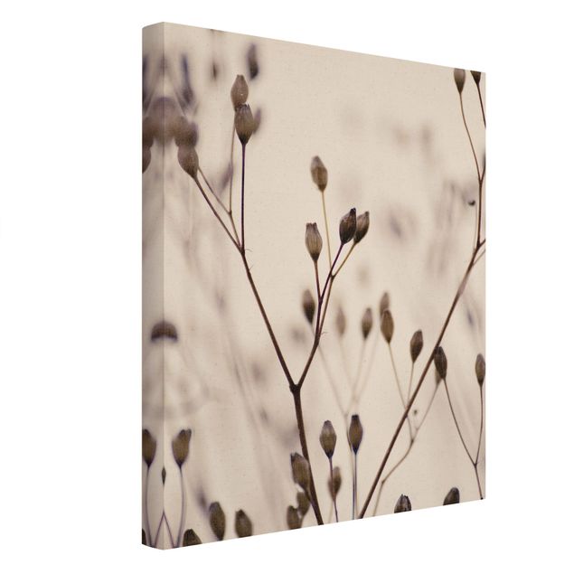 Natural canvas print - Dark Buds On Wild Flower Twig - Portrait format 3:4