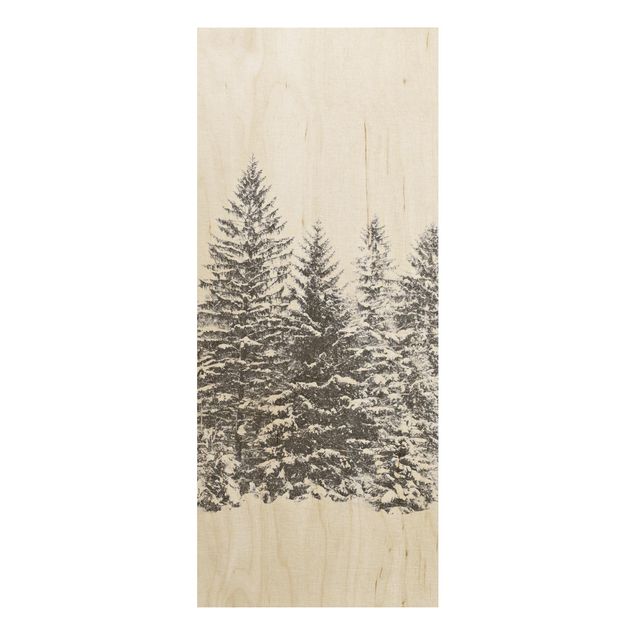 Wood print - Dark Winter Landscape