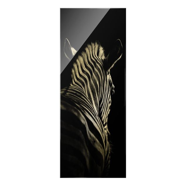 Glass print - Dark Zebra Silhouette - Portrait format