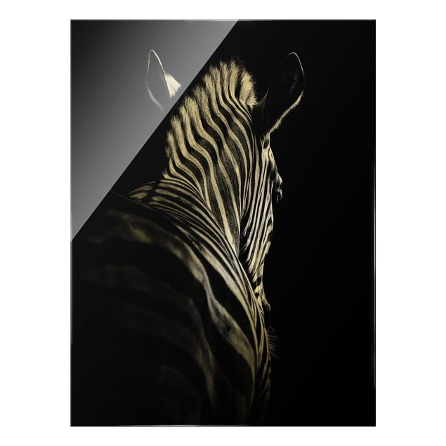 Glass print - Dark Zebra Silhouette