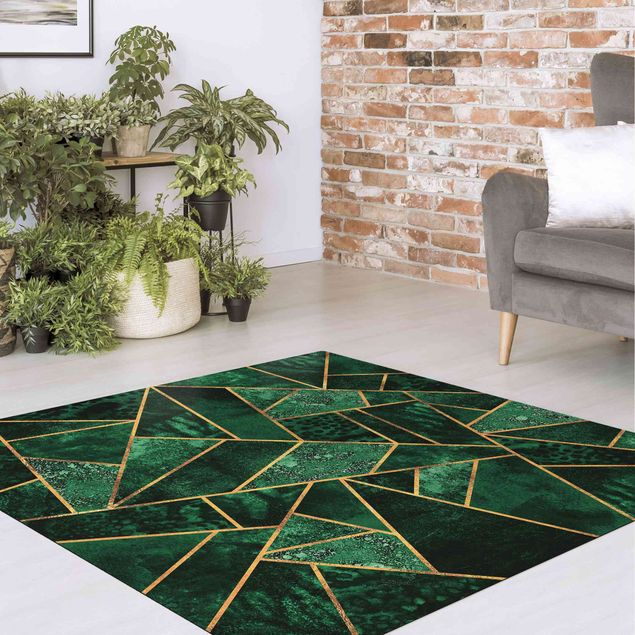 Green rugs Dark Emerald With Gold