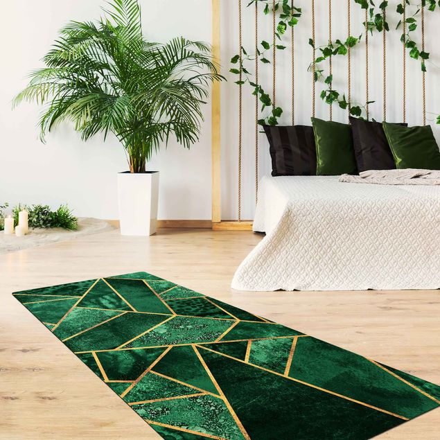 contemporary rugs Dark Emerald With Gold