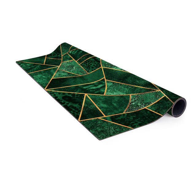 Dining room rugs Dark Emerald With Gold