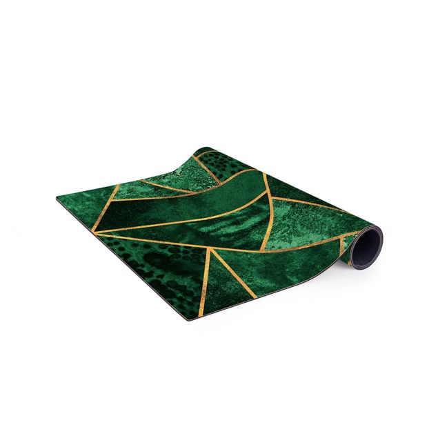 green rugs for living room Dark Emerald With Gold