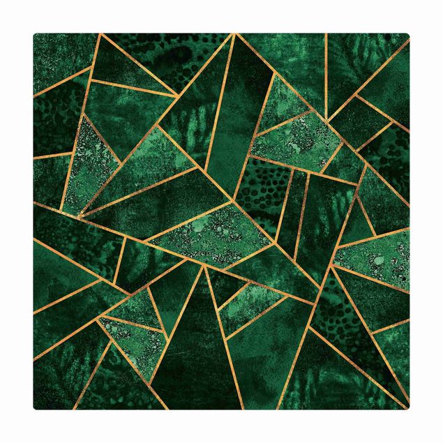 Cork mat - Dark Emerald With Gold - Square 1:1