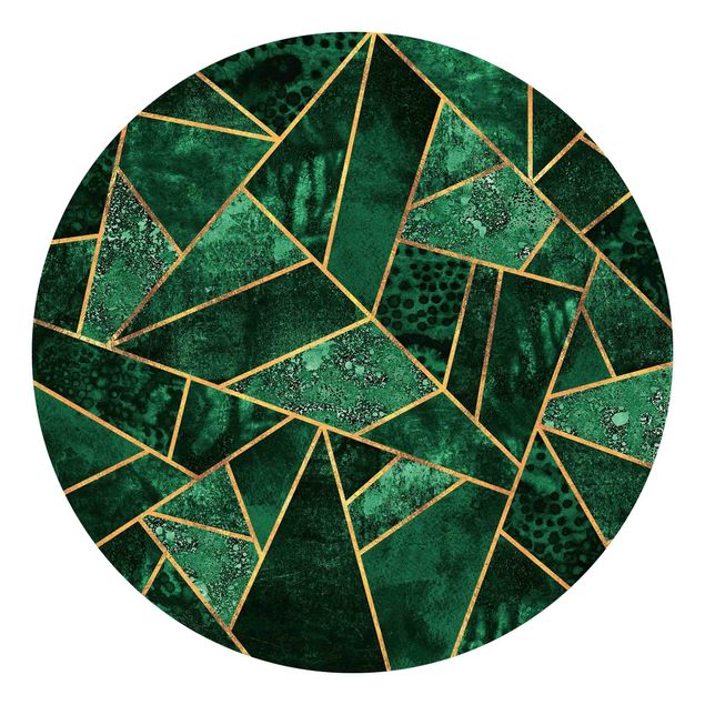 Self-adhesive round wallpaper - Dark Emerald With Gold