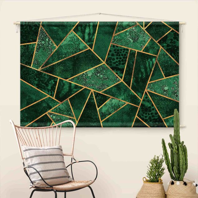 wall hangings Dark Emerald With Gold