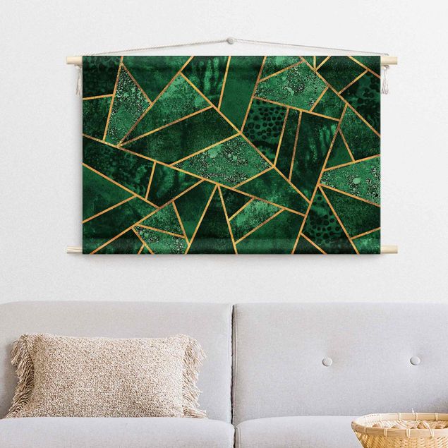 art tapestry Dark Emerald With Gold