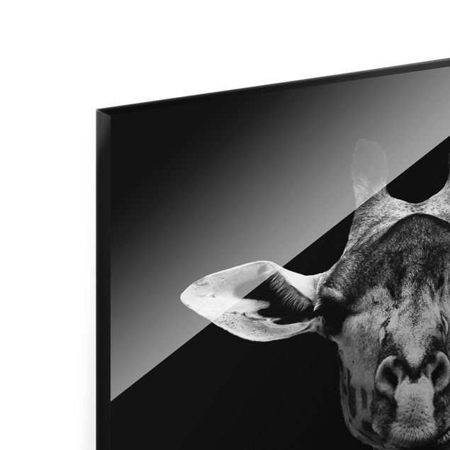 Glass print - Dark Giraffe Portrait