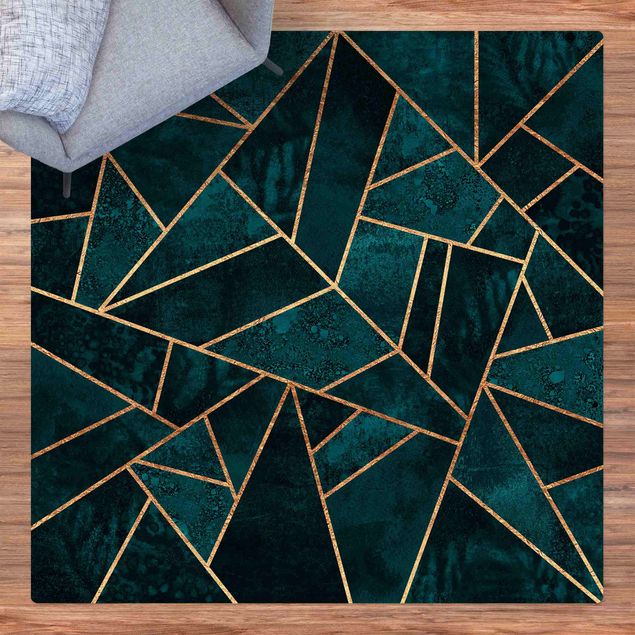Cork mat - Dark Turquoise With Gold - Square 1:1