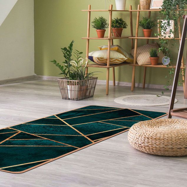 turquoise area rug Dark Turquoise With Gold