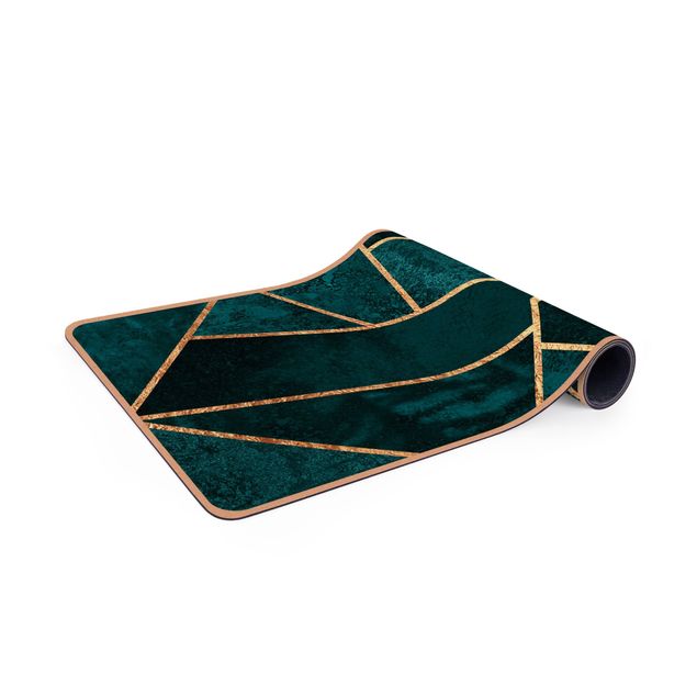 Yoga mat - Dark Turquoise With Gold