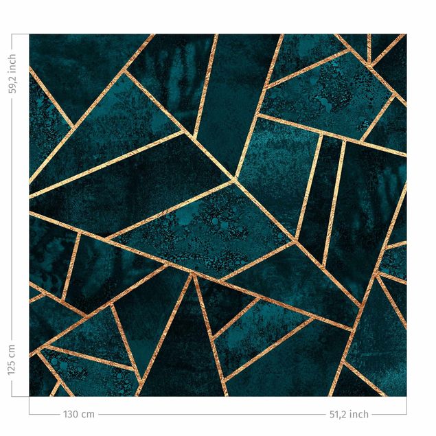 patterned drapes Dark Turquoise With Gold