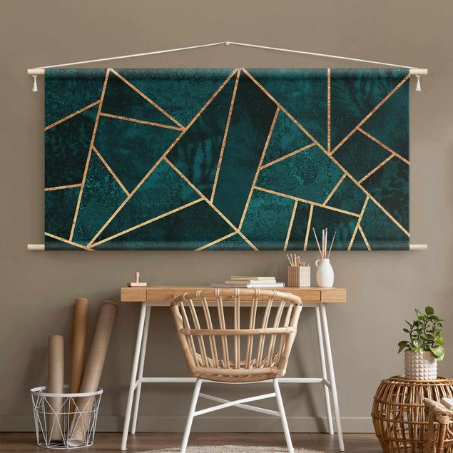 wall hanging decor Dark Turquoise With Gold