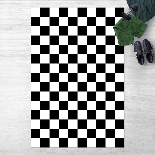 Balcony rugs Geometrical Pattern Chessboard Black And White