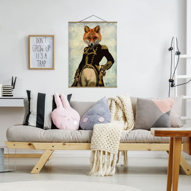 Fabric print with poster hangers - Animal Portrait - Fox Admiral