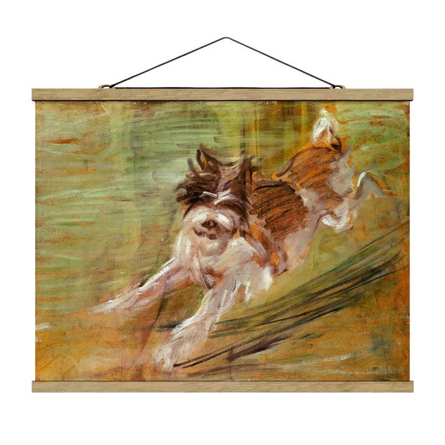 Fabric print with poster hangers - Franz Marc - Jumping Dog