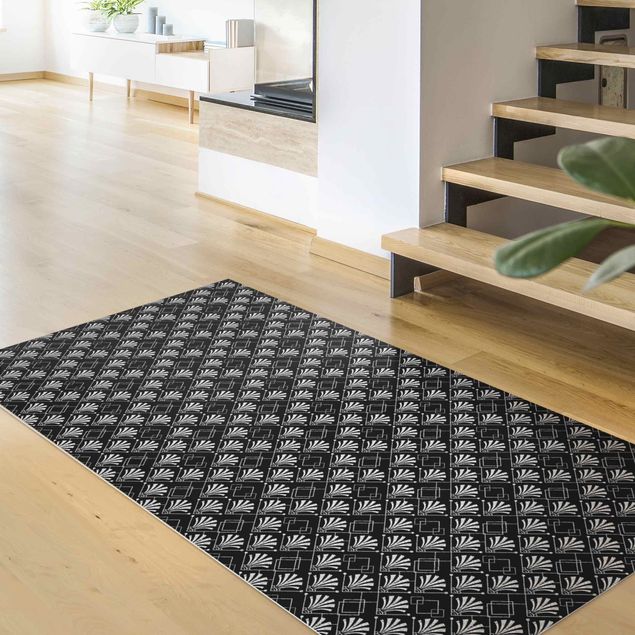 Outdoor rugs Glitter Look With Art Deko Pattern On Black