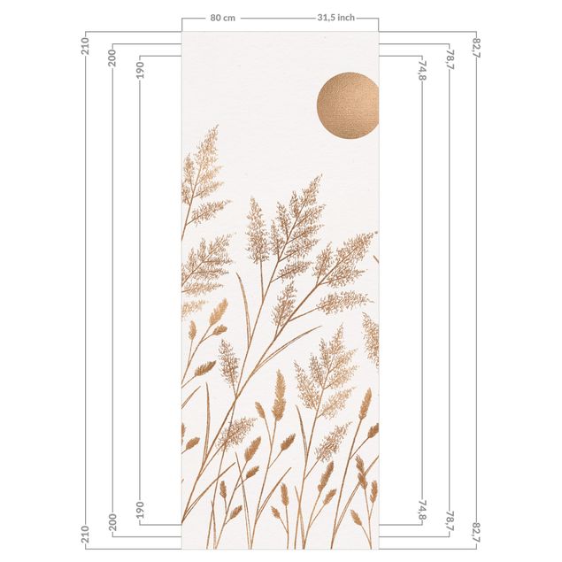 Shower wall cladding - Grasses And Moon In Gold