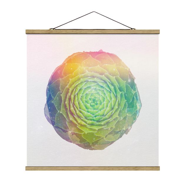 Fabric print with poster hangers - WaterColours - Mandala Succulent