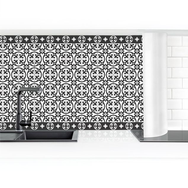 Kitchen splashbacks Geometrical Tile Mix Circles Black