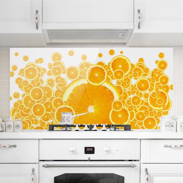 Glass splashback fruits and vegetables Retro Orange Pattern
