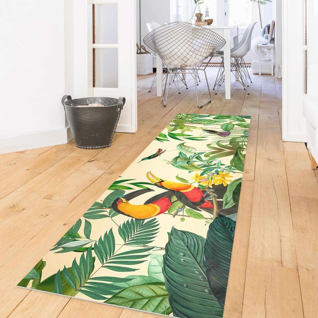 contemporary rugs Vintage Collage - Birds in the Jungle