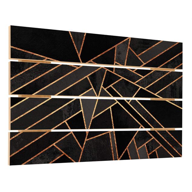 Print on wood - Black Triangles Gold