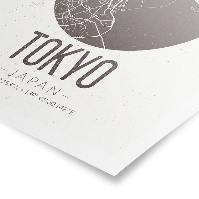 Poster city, country & world maps - Tokyo City Map - Retro
