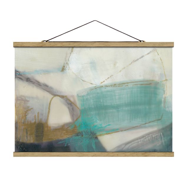 Fabric print with poster hangers - Fangs With Turquoise I