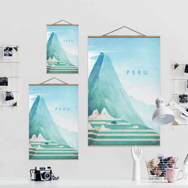 Fabric print with poster hangers - Travel Poster - Peru