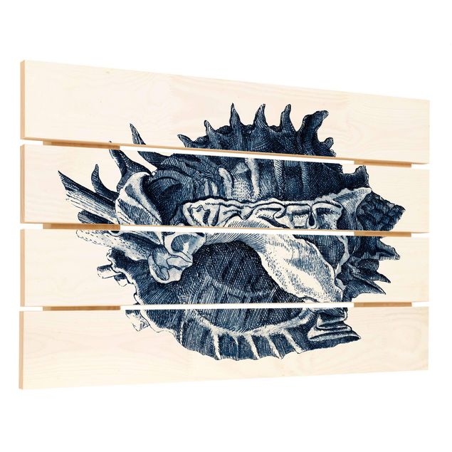 Print on wood - Flotsam In Navy I