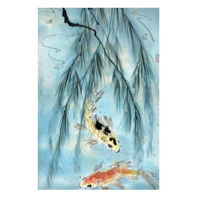 Magnetic memo board - Japanese Watercolour Drawing Goldfish II