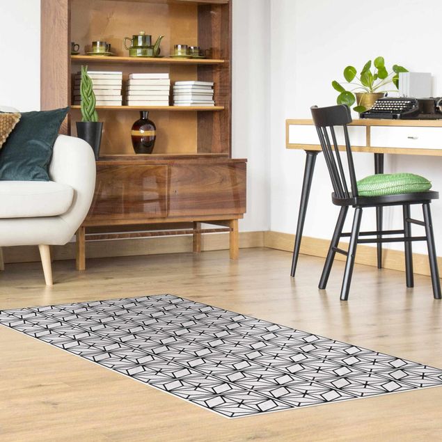 Outdoor rugs Tile Pattern Star Geometry Black