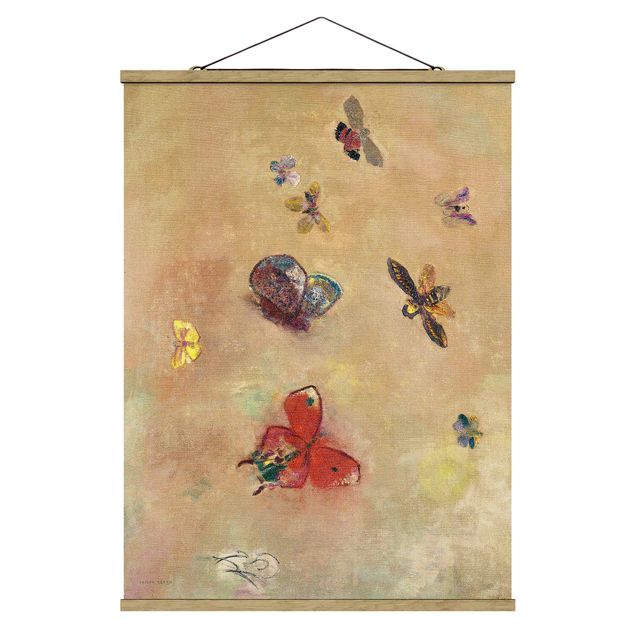 Fabric print with poster hangers - Odilon Redon - Colourful Butterflies