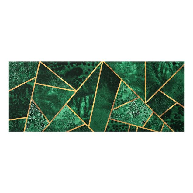 Glass splashback kitchen Dark Emerald With Gold