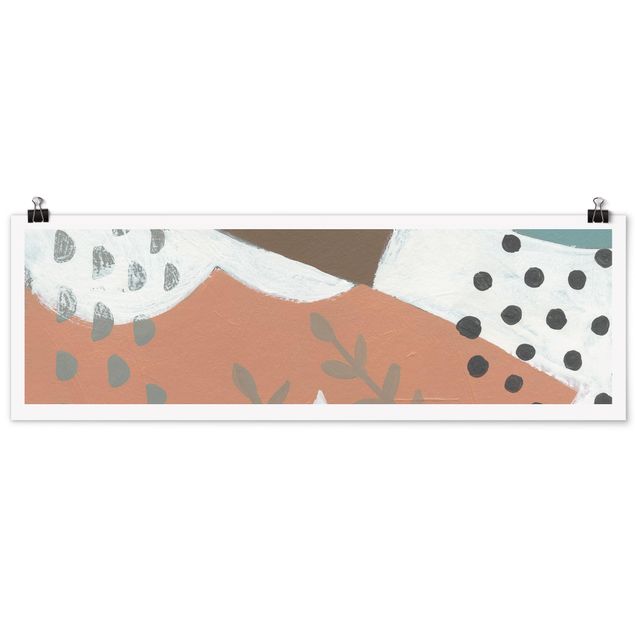 Panoramic poster abstract - Carnival Of Shapes In Salmon I