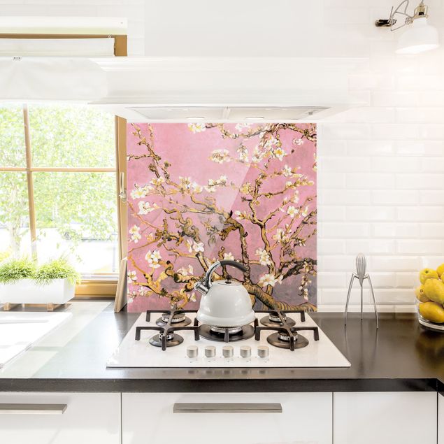 Glass splashback art print Vincent Van Gogh - Almond Blossom In Antique Pink
