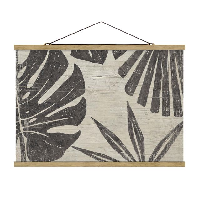 Fabric print with poster hangers - Palm Leaves Light Grey Backdrop