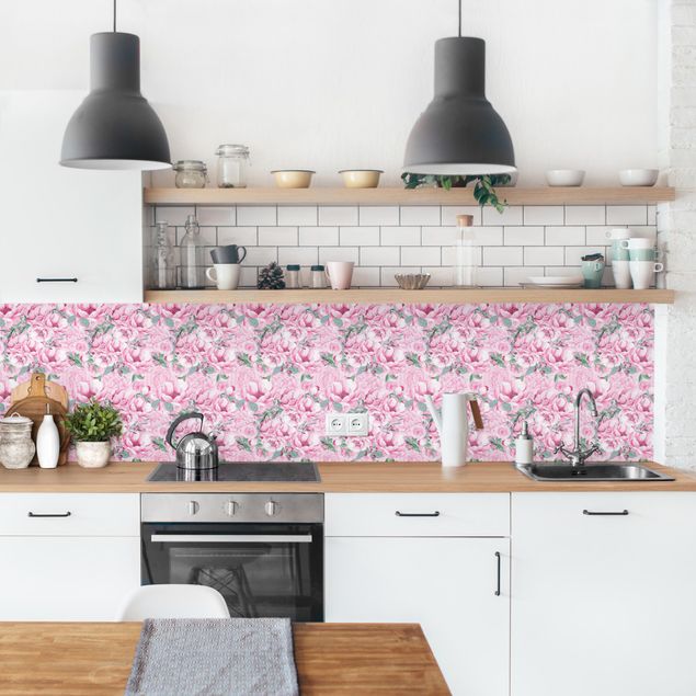 Kitchen splashbacks Pink Flower Dream Pastel Roses In Watercolour  II