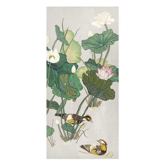 Magnetic memo board - Vintage Illustration Of Lotus Flowers In The Pond