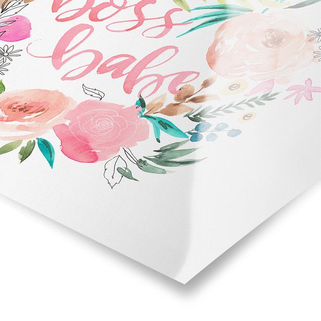 Poster - Pink Flowers - Boss Babe