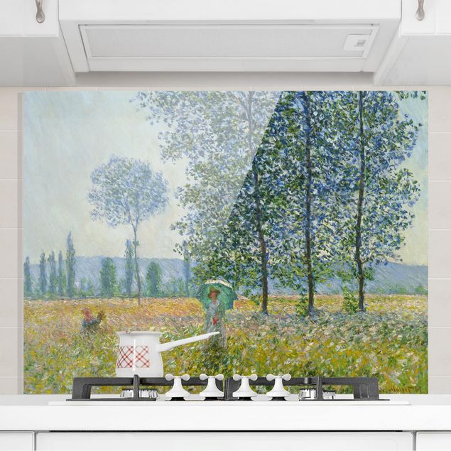 Glass splashback flower Claude Monet - Fields In Spring