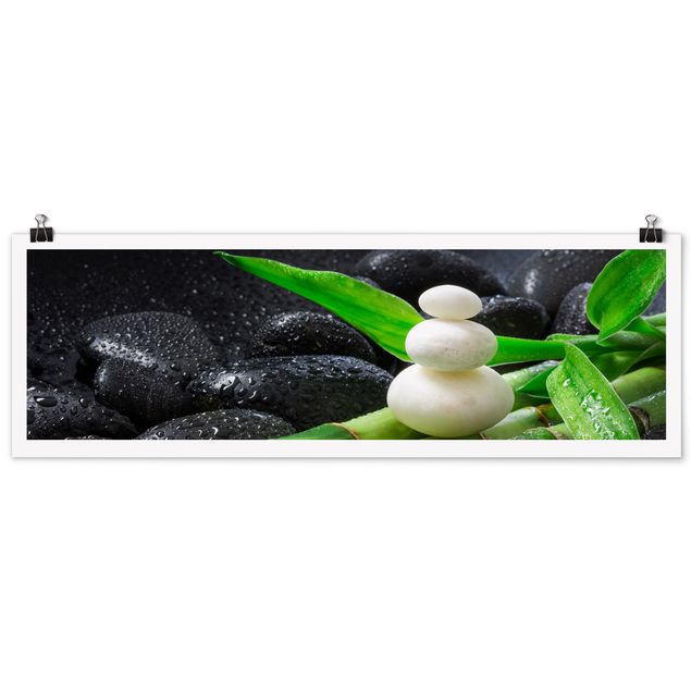Poster - White Stones On Bamboo